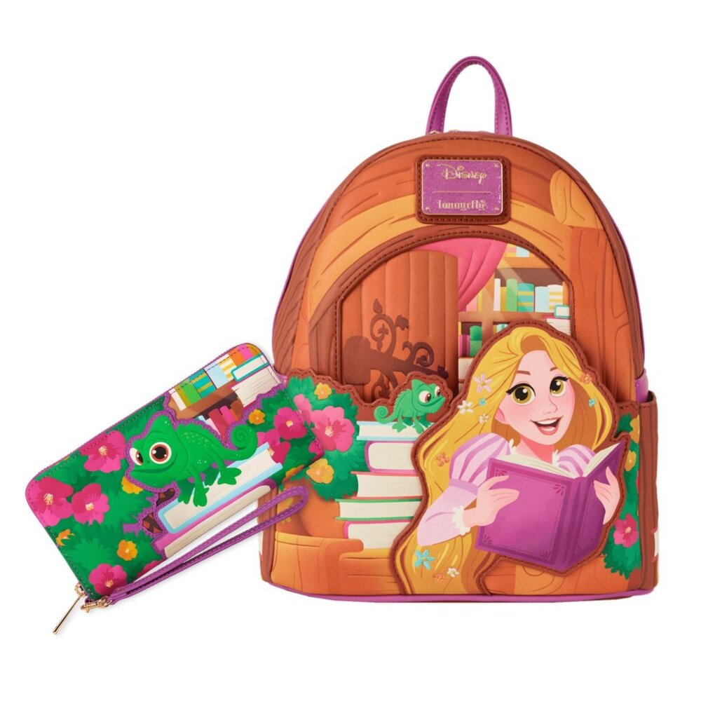 Loungefly Disney Tangled Rapunzel Exclusive Books Backpack and Wallet Set NWT